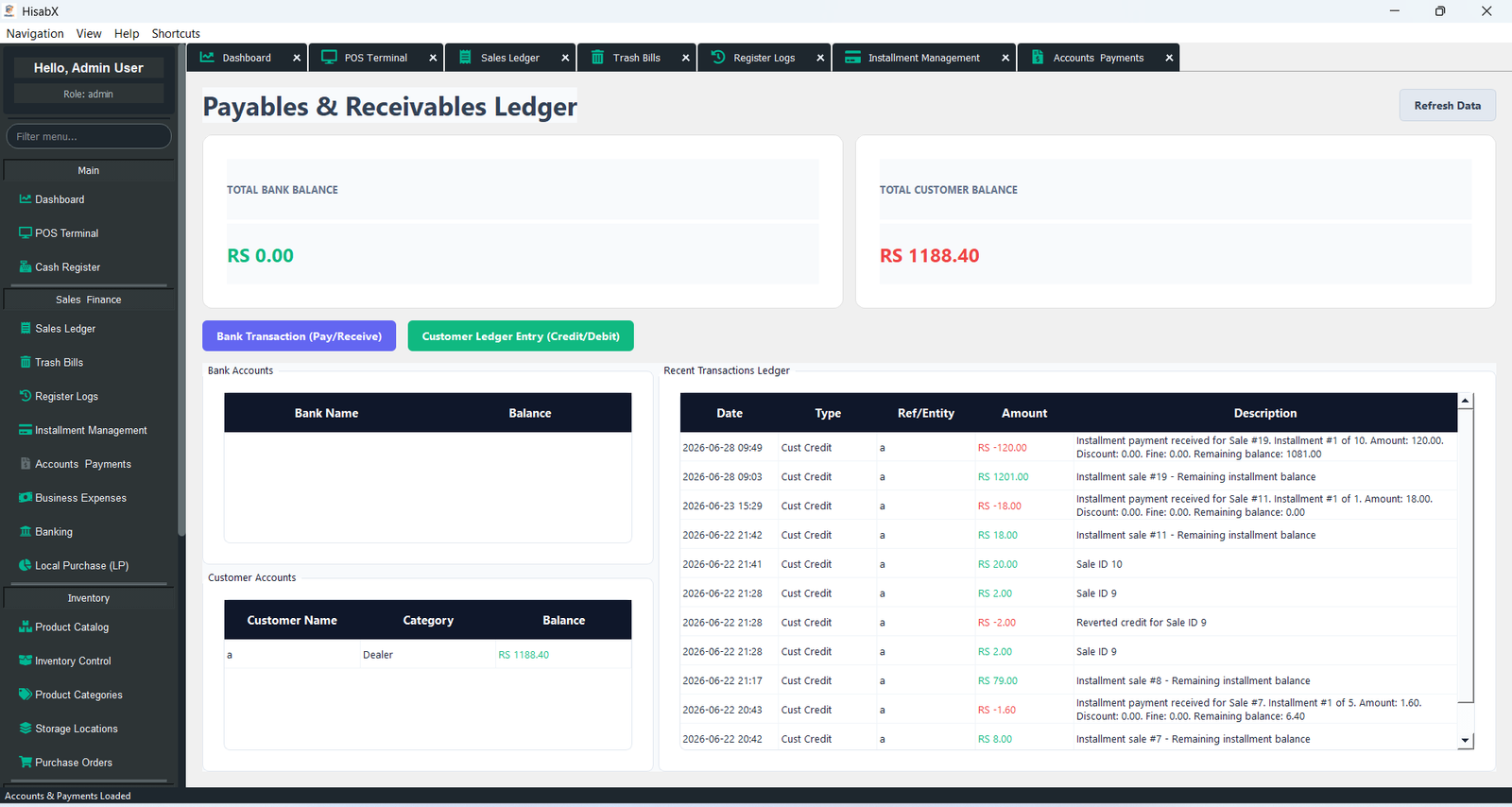 HisabX Accounts Ledger